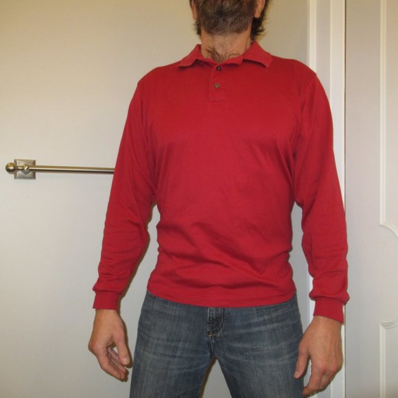 Jos A. Bank Traveller's Collection Long-Sleeve Red-Orange L Polo Sweater/Shirt - Picture 5 of 8